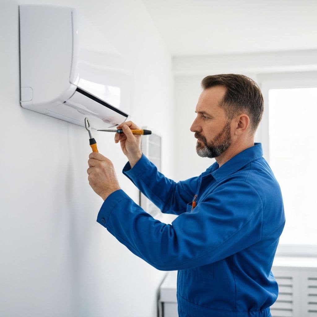 Tecnico de refrigeracion profesional trabajando